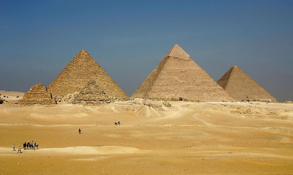 Three pyramids of Giza in Egypt