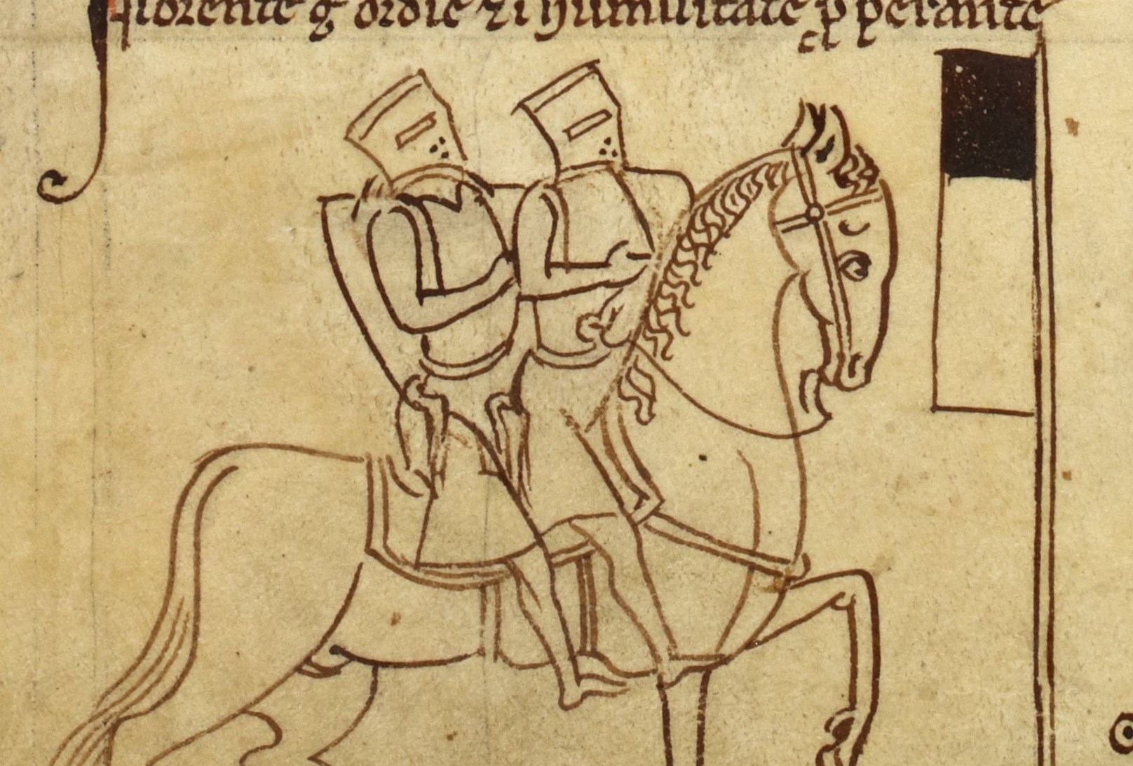 Depiction of two Templars seated on a horse