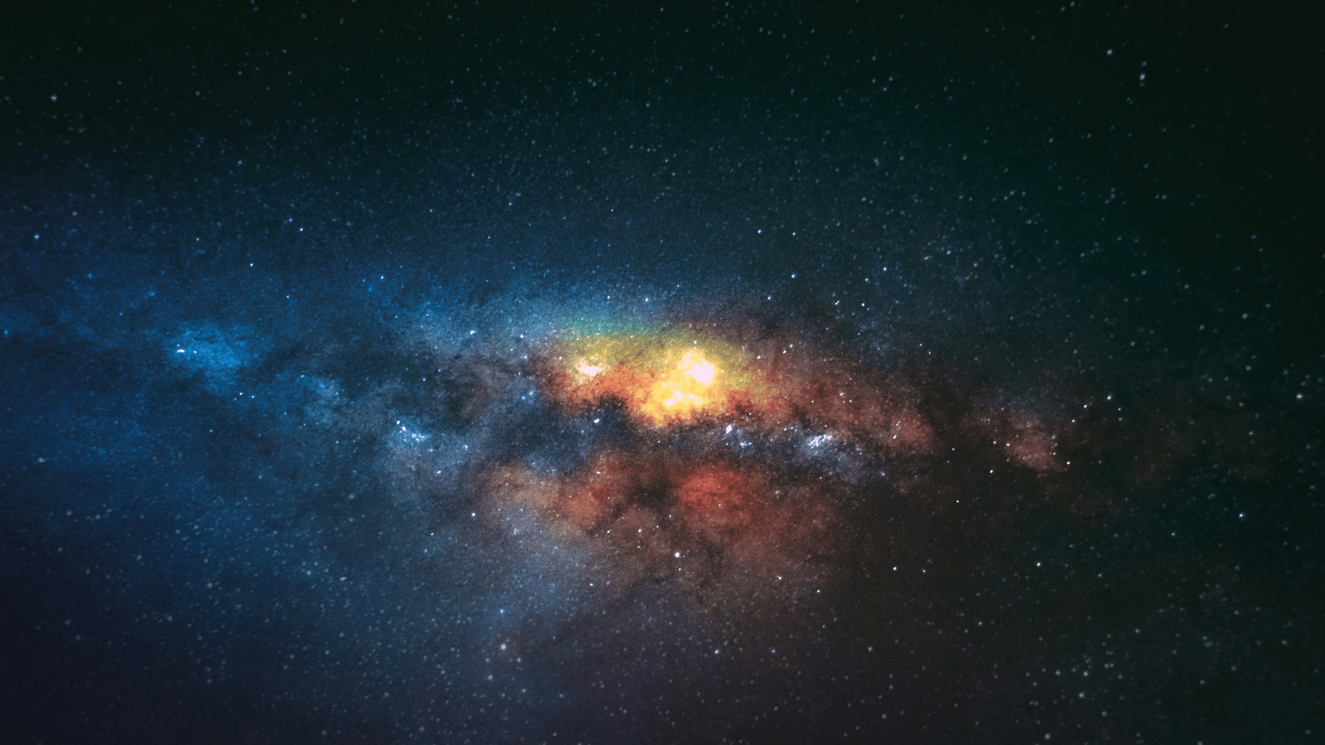 A photo of galactic light and stars in the night sky.