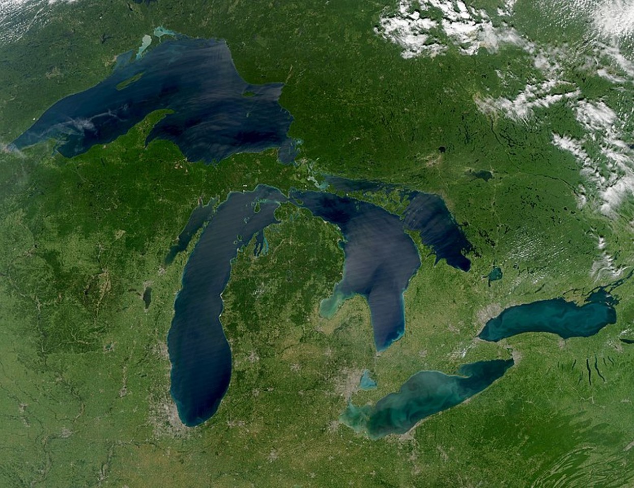 Aerial view of the Great Lakes of North America
