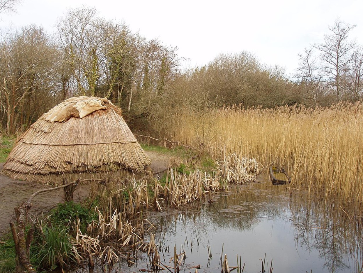 Hunter gather camp at the Irish National Heritage Park from the ancient Mesolithic-Kongemose culture