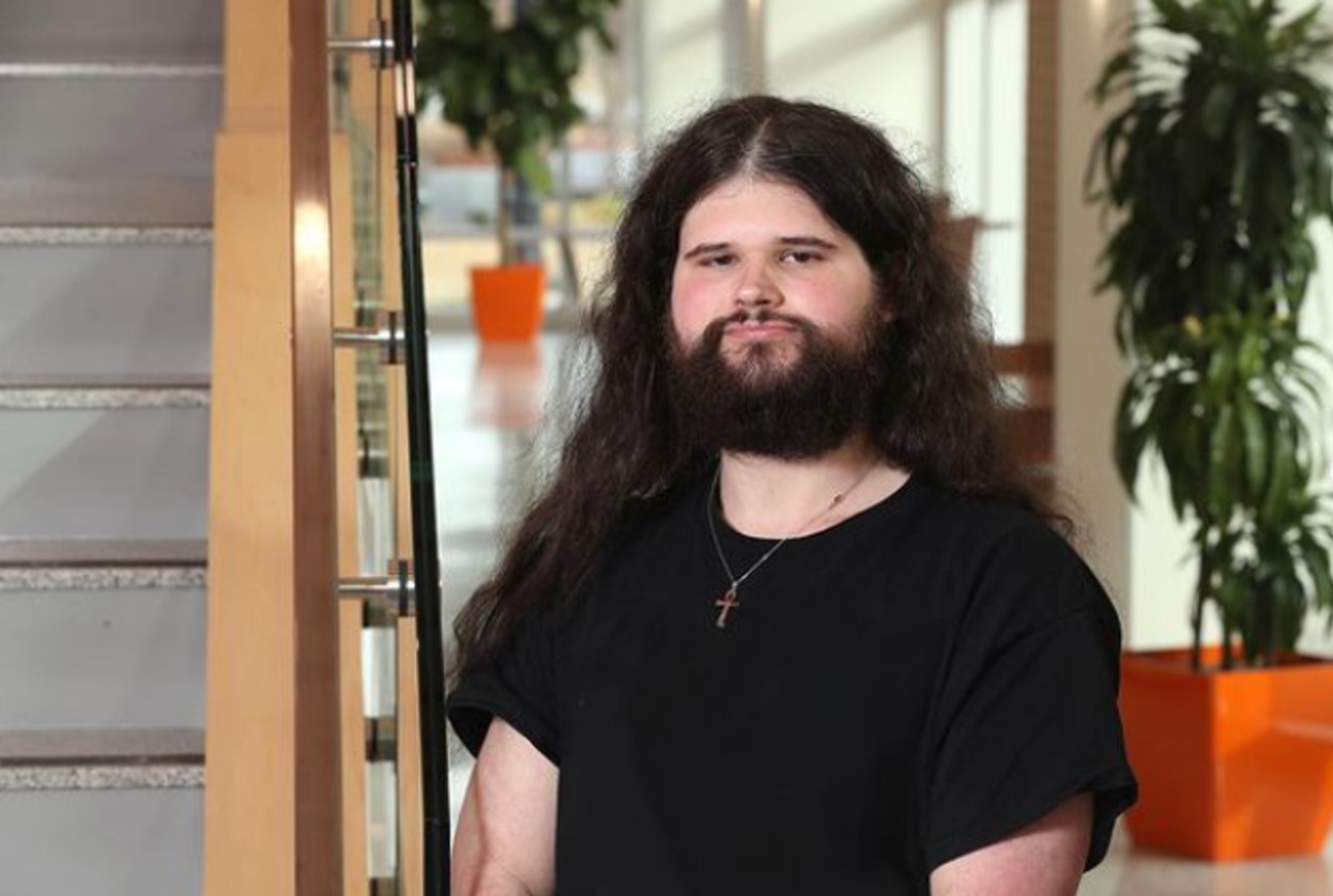 Kyle Atkins-Weltman, the student who discovered a new species of dinosaur