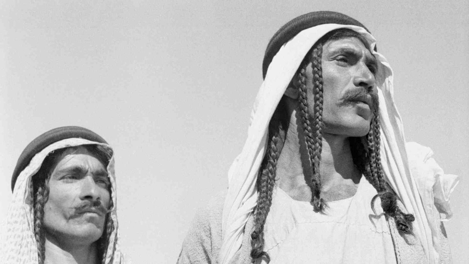 A pair of recruits wearing Arab headdresses.