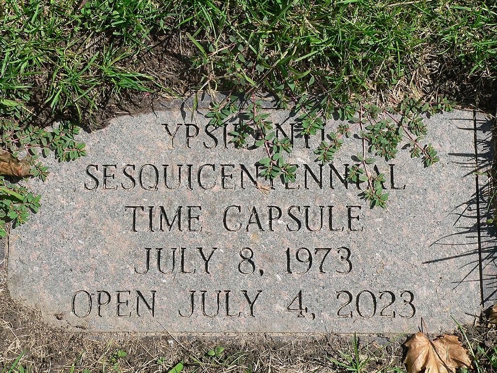 Rock slate of a time capsule buried in 1973 to be opened in 2023