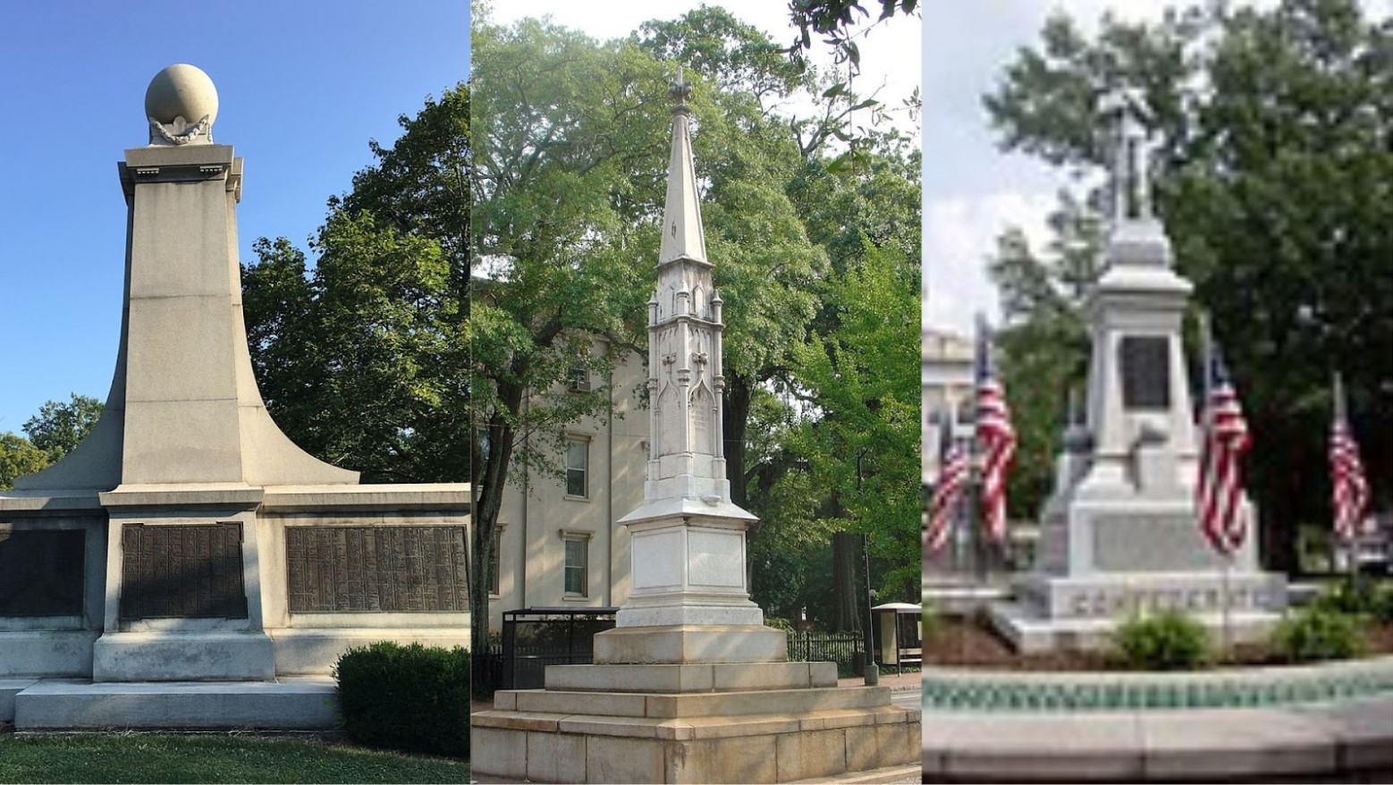 Confederate monument in Athens, Georgia/Confederate soldiers and sailors monument in Indianapolis, Indiana/Bentonville confederate monument in Bentonville, Arkansas, all of which have been removed by the state