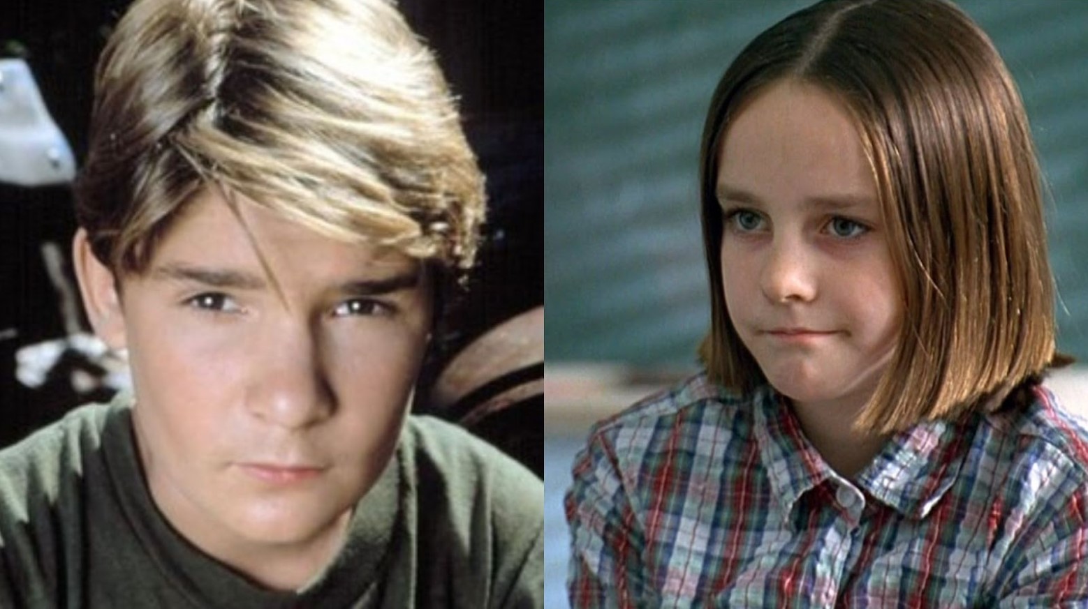 Corey Feldman as a teen in the 1980s/Jena Malone acting as a young girl in the 1990s