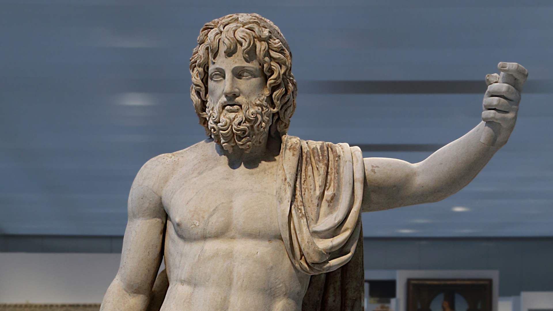 A statue of the Roman God Jupiter, also known as Zeus in Greek mythology.