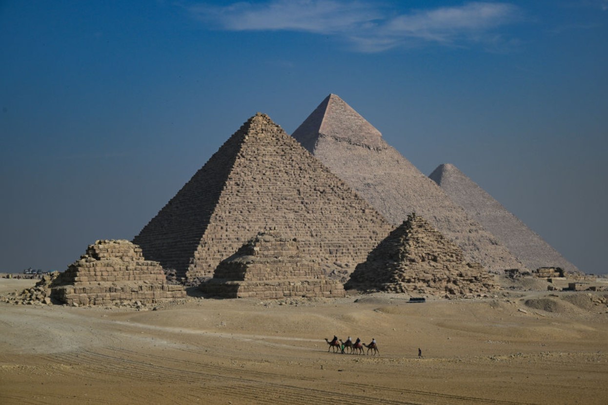 General view of the Giza Pyramids on December 03, 2022 in Giza, Egypt
