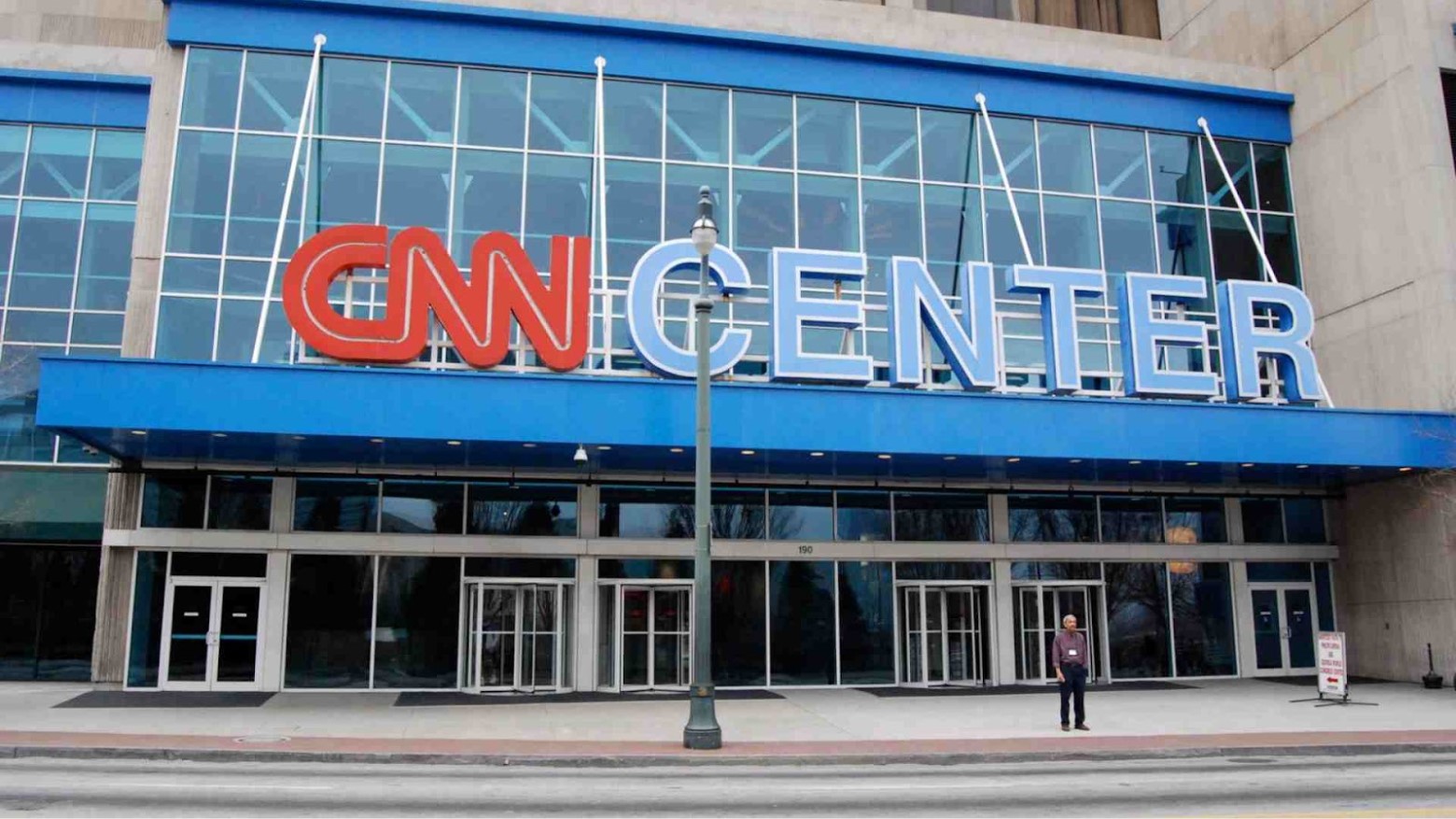 The entrance to the CNN Center building.