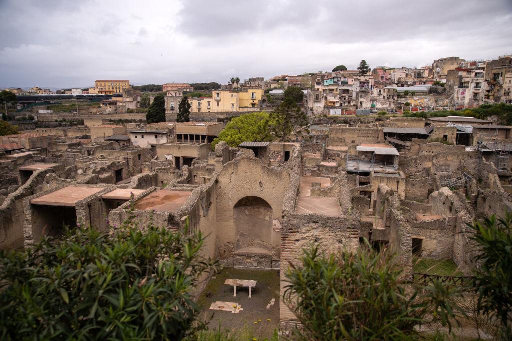 General view of the Archaeological Park of Herculaneum on April 22, 2022 in Pompei, Italy