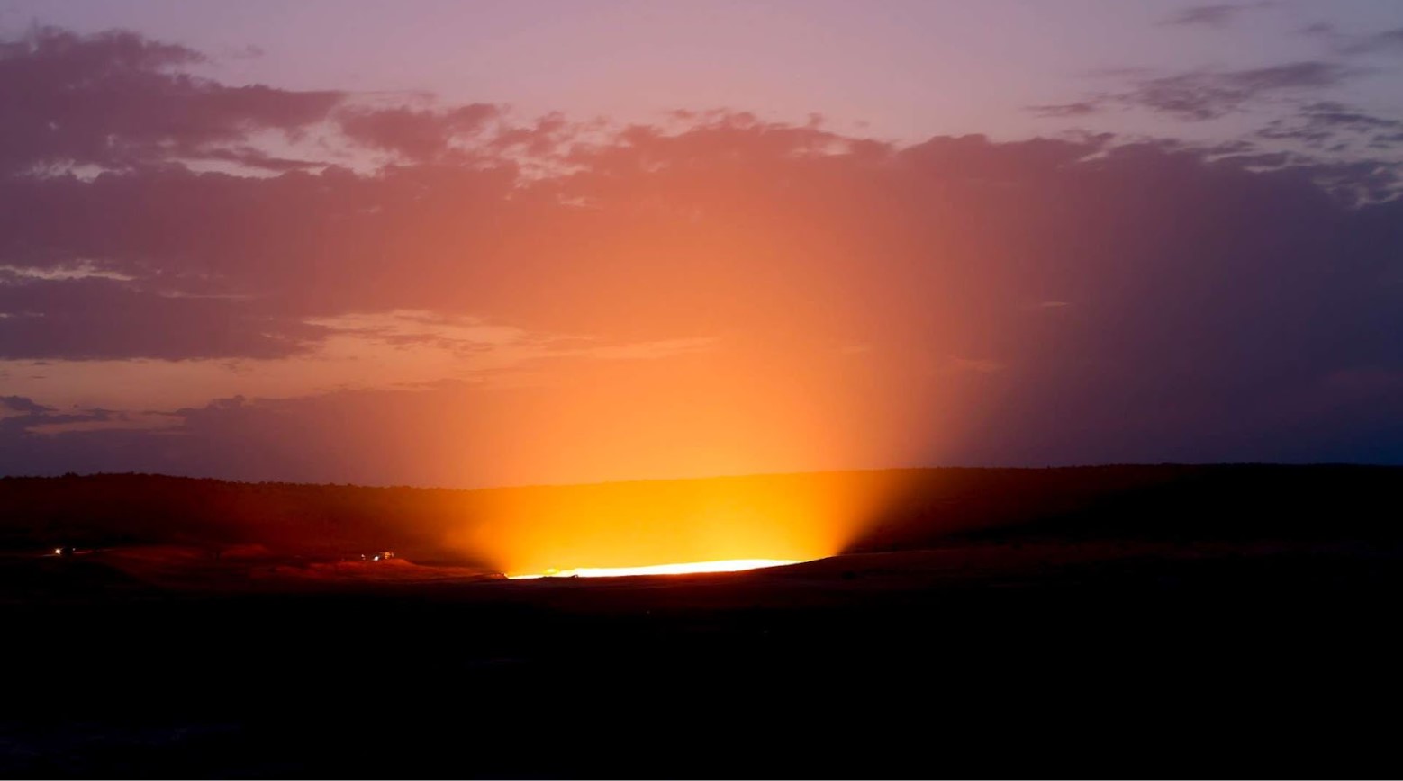 The glow of the fiery crater called the Door to Hell.