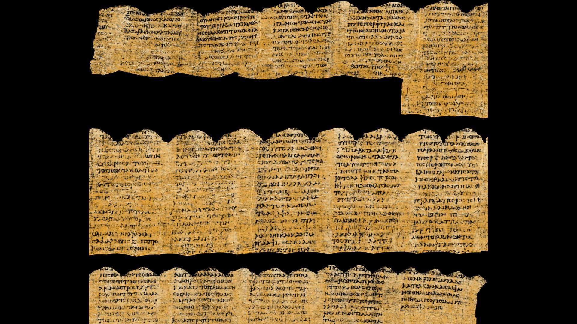 Text from PHerc.Paris. 4 (Institut de France), unseen for 2,000 years. Roughly 95% of the scroll remains to be read