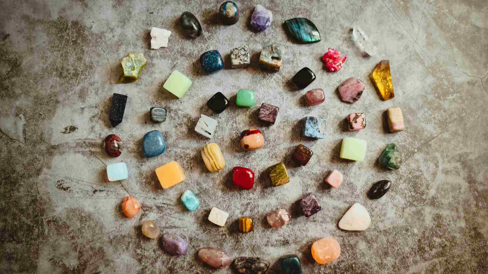 A collection of different gemstones and minerals.
