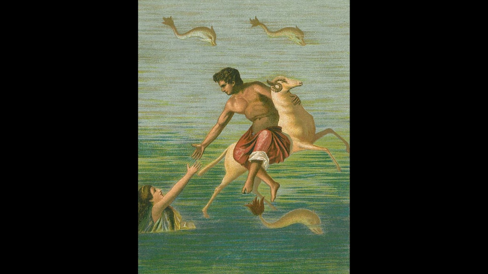 Ancient Roman fresco found in Pompeii, now in the Archaeological Museum in Naples pf Phrixus and Helle
