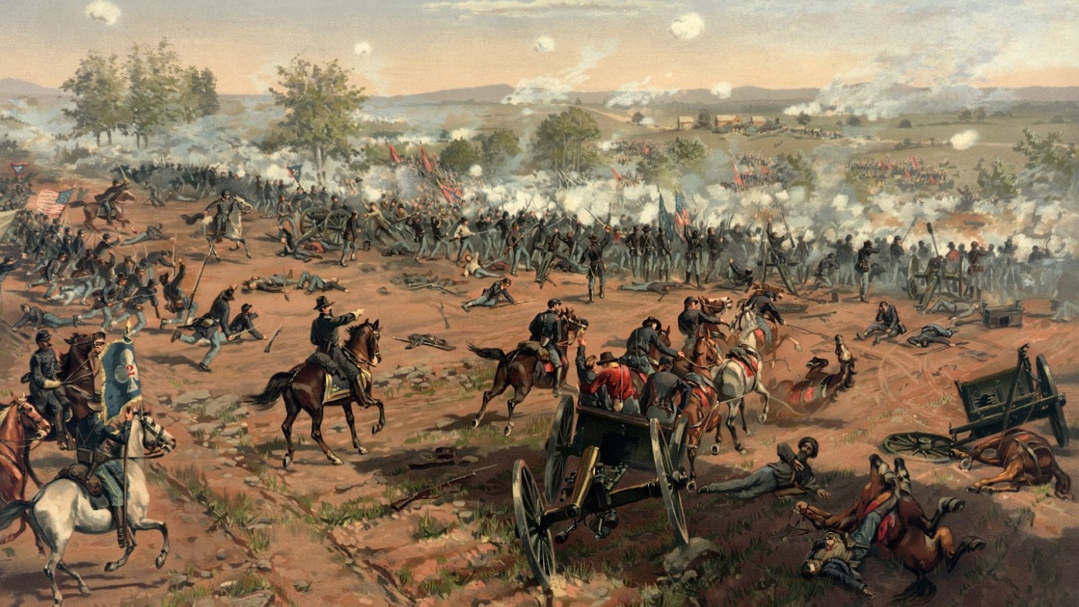 A painting depicting the Battle of Gettysburg by Thure de Thulstrup.