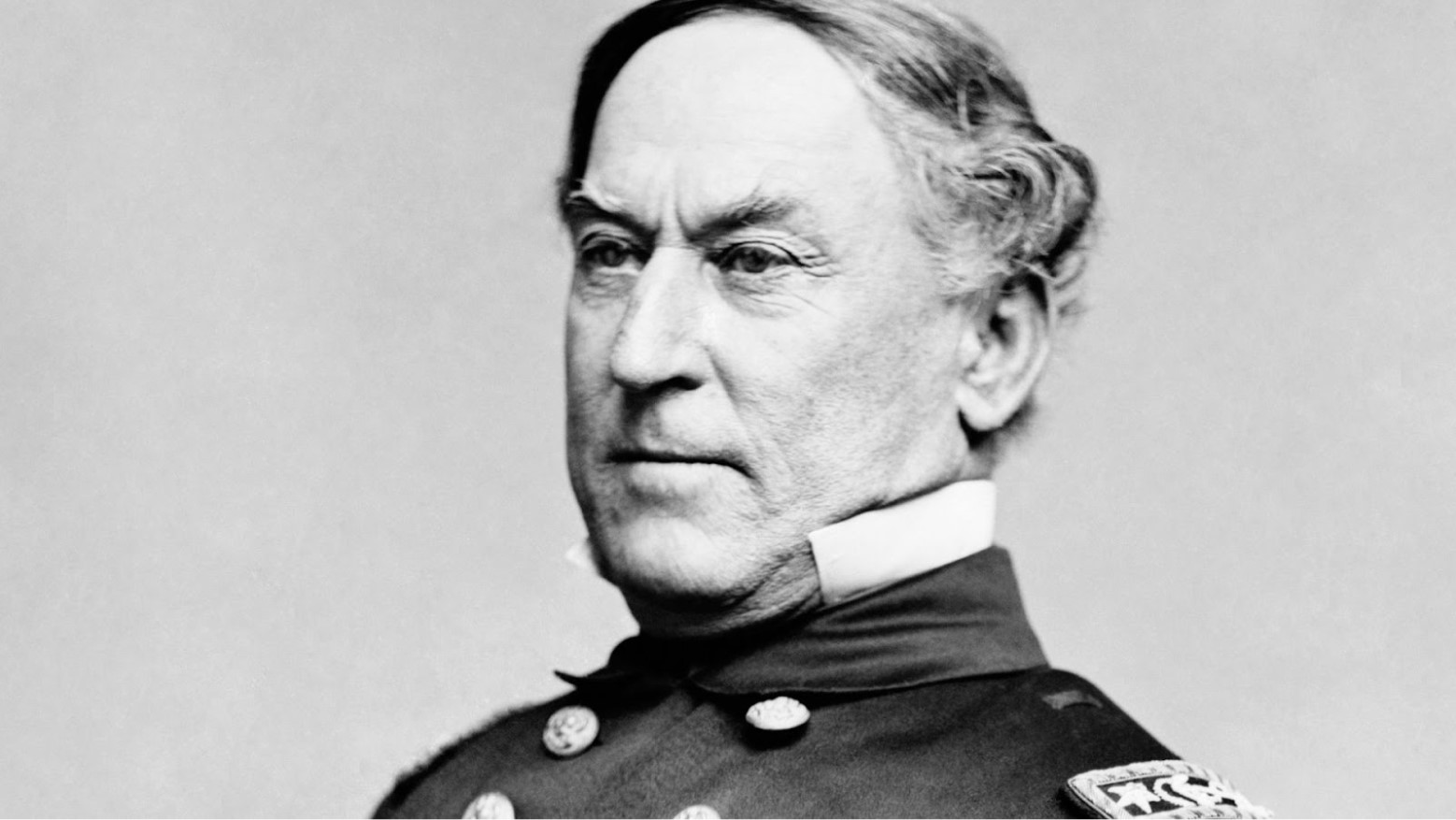 A portrait photograph of Union Admiral David Farragut during the Civil War.