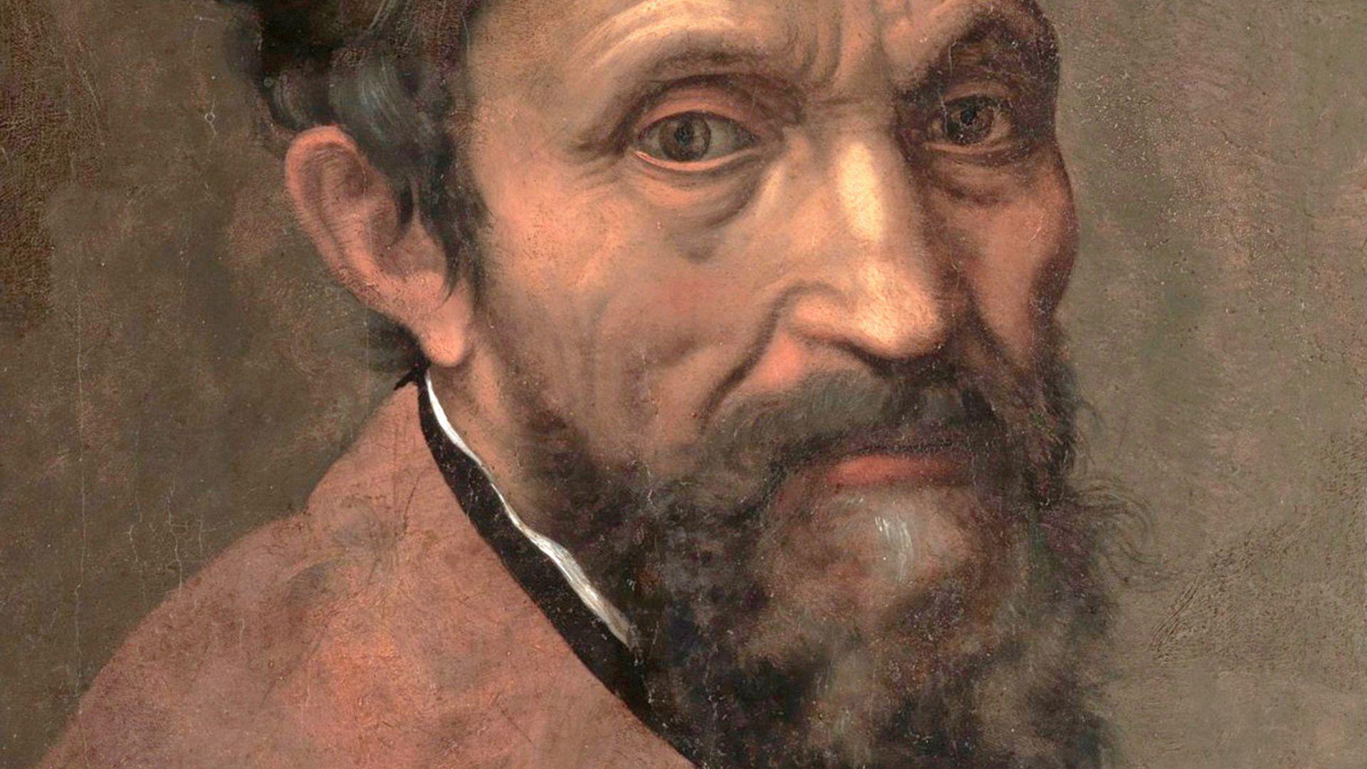 A 1500s painting by Daniele da Volterra of a portrait of Michelangelo.