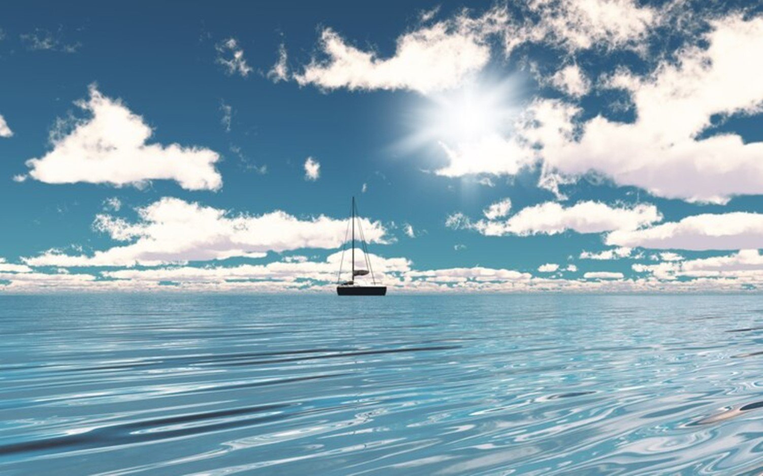 A small ship pictured sailing in the ocean