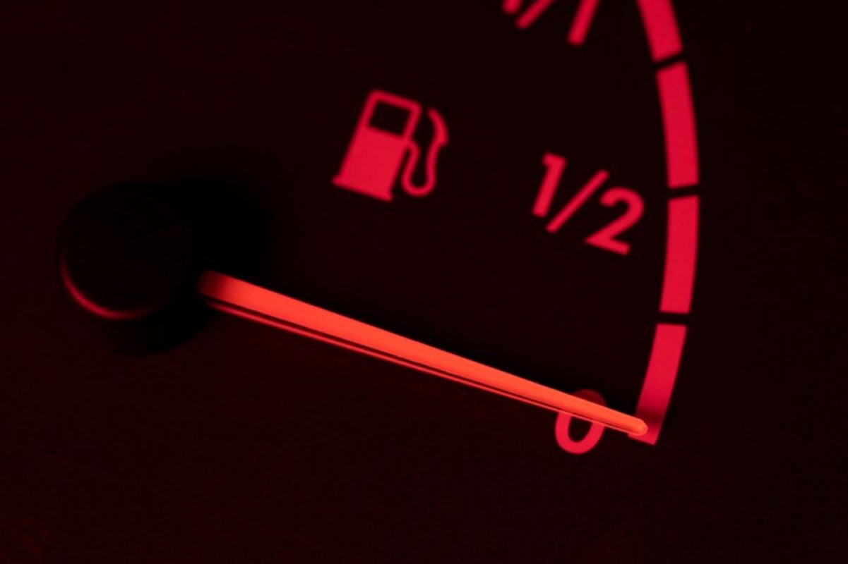 An image that portrays a low fuel gauge