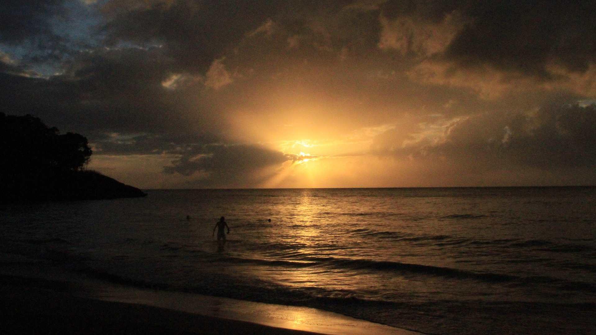 A sunset on a beach in Colombia