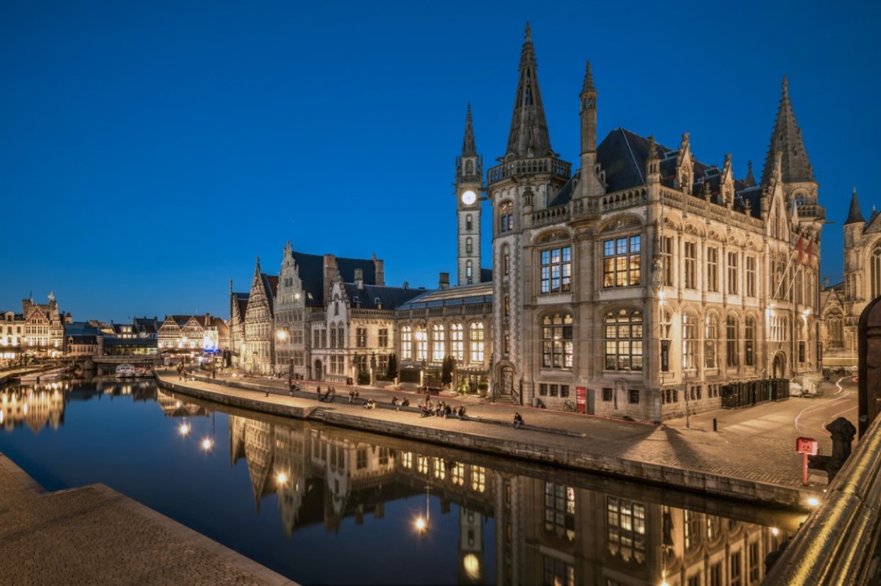 Beautiful architecture on the streets of Belgium