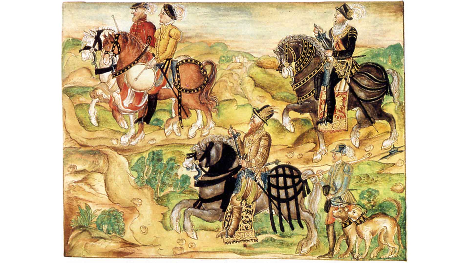 Inspection of the Welser army by Georg von Speyer (right) and Philipp von Hutten (center) at Venezuela.