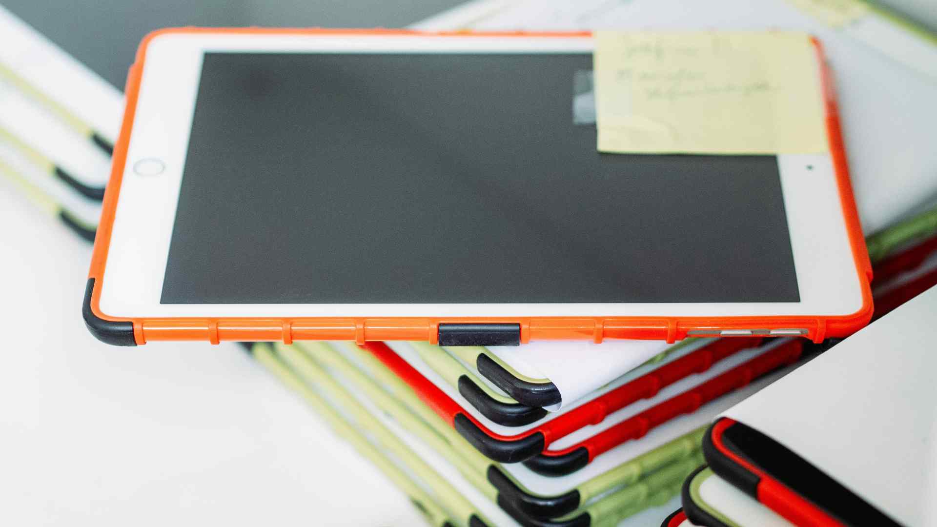 Tablets used in a school environment.