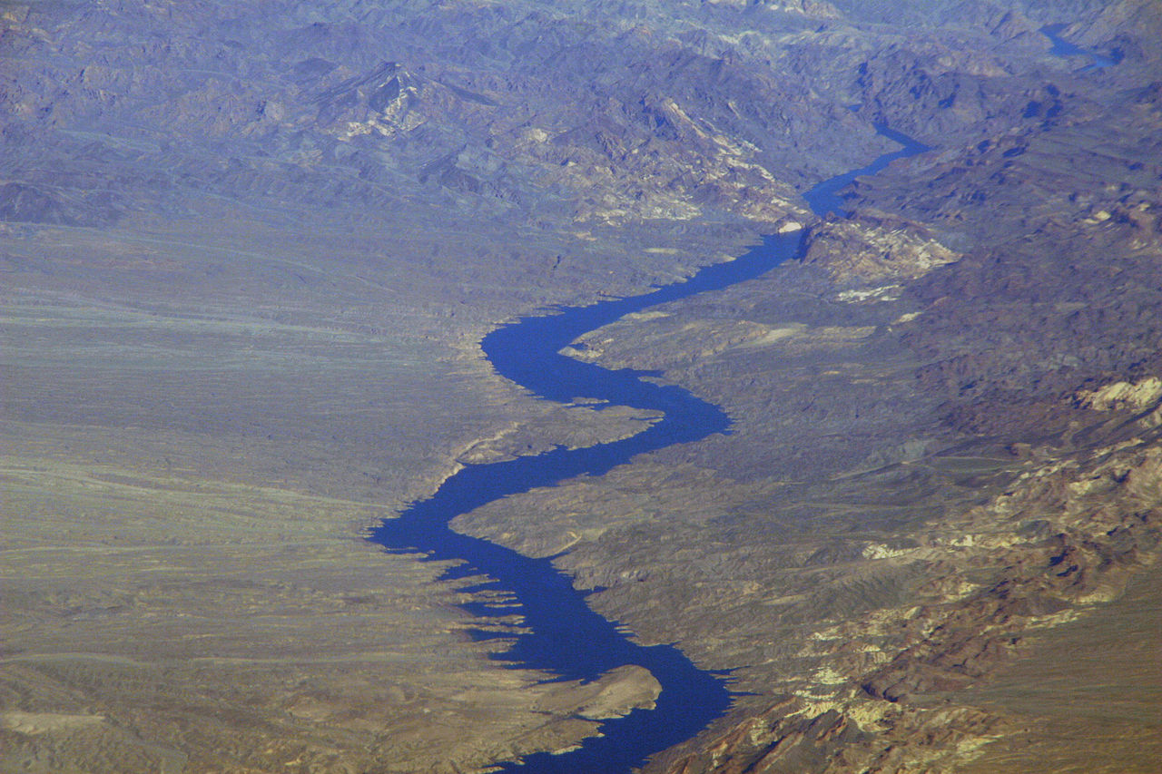 Aerial photograph of the Colorado River during a clear day