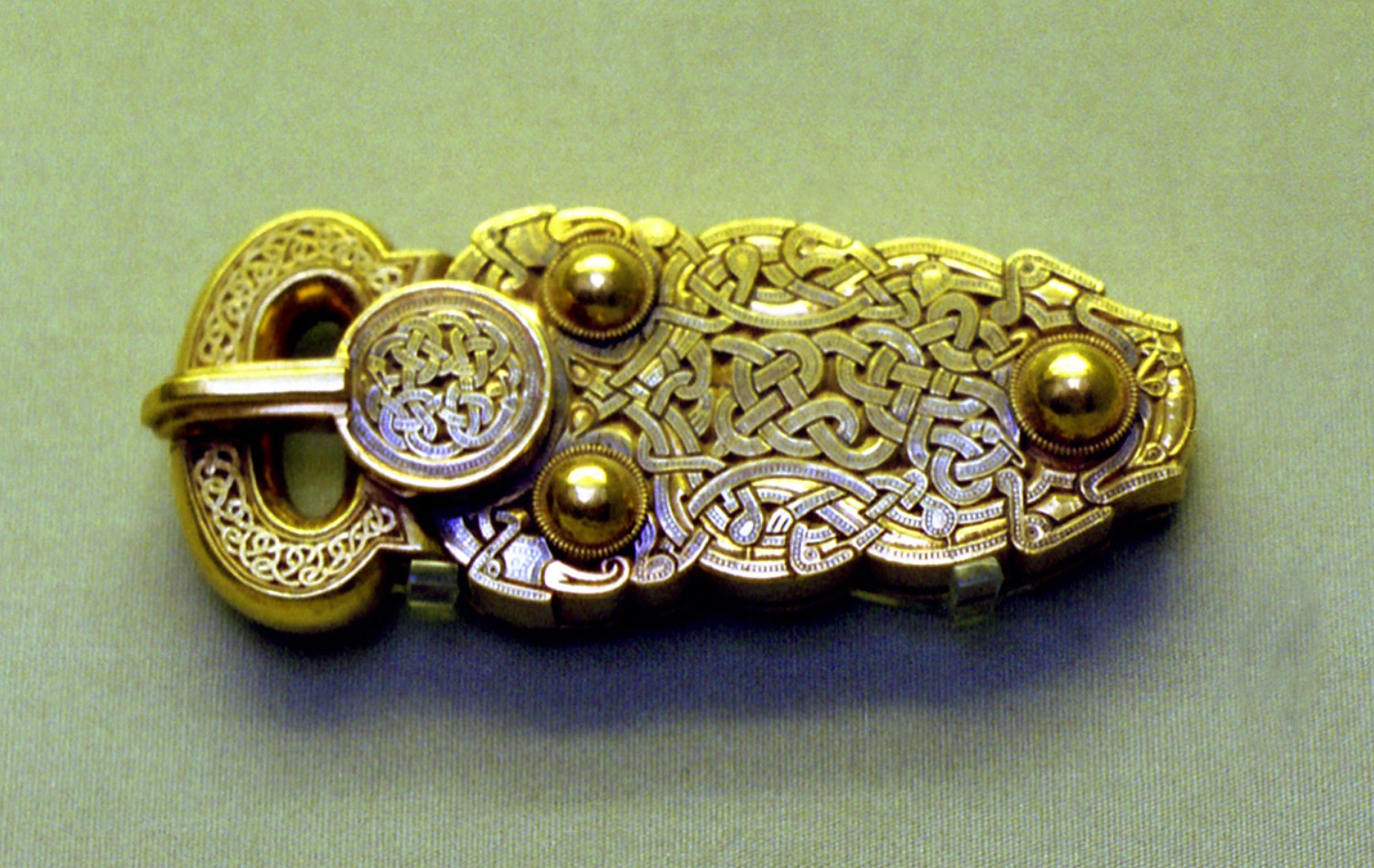 A small Anglo-Saxon-era buckle from the Sutton Hoo Hoard in Britain