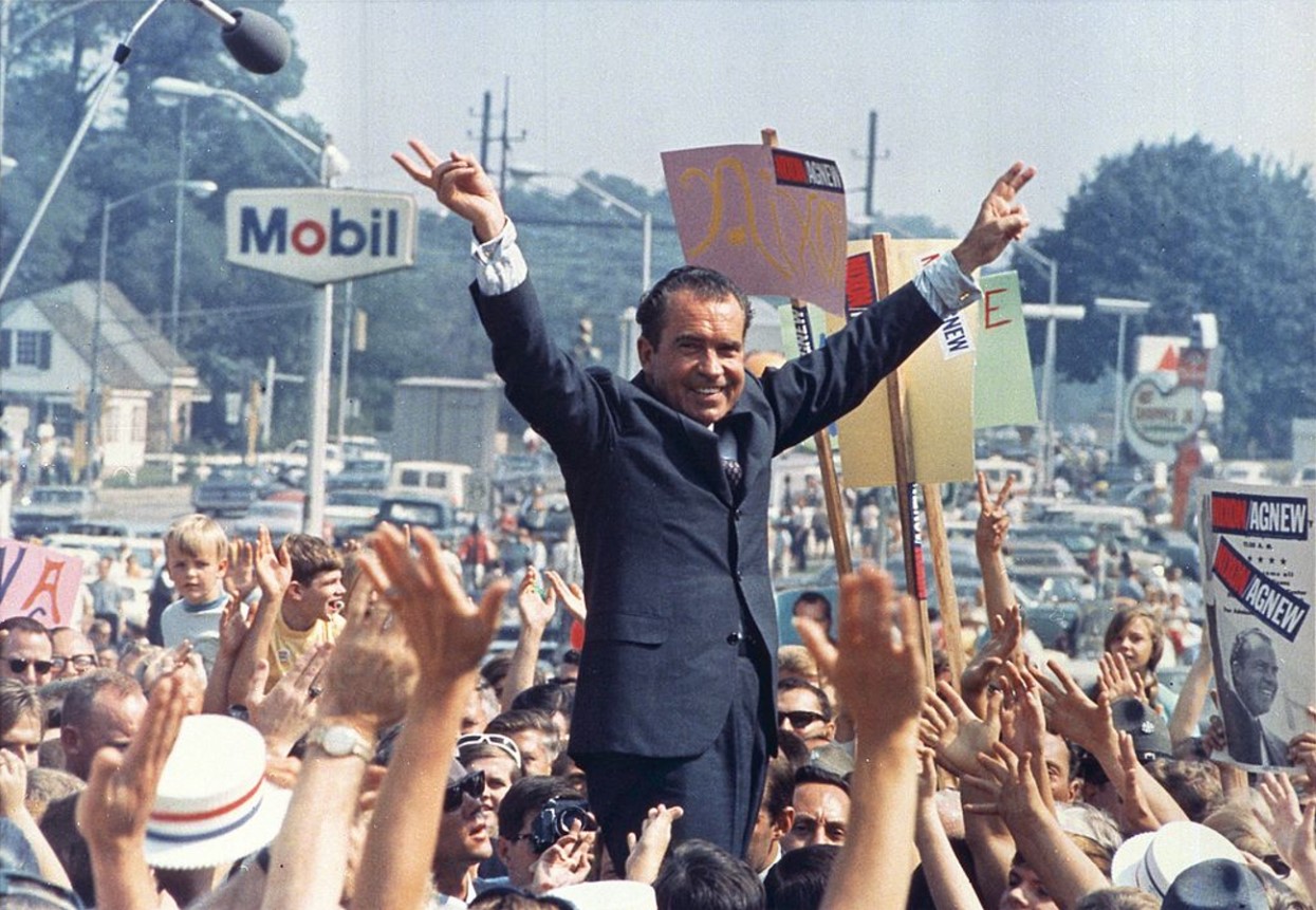 Nixon campaigning for president in Paoli, Pennsylvania, July 1968