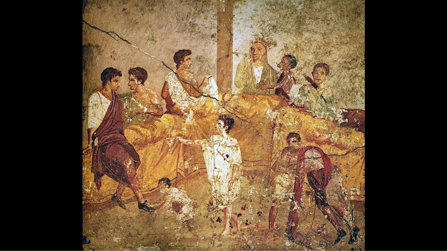 Painting from Pompeii, now in the Museo Archeologico Nazionale (Naples), showing a banquet or family ceremony, created before 79 CE