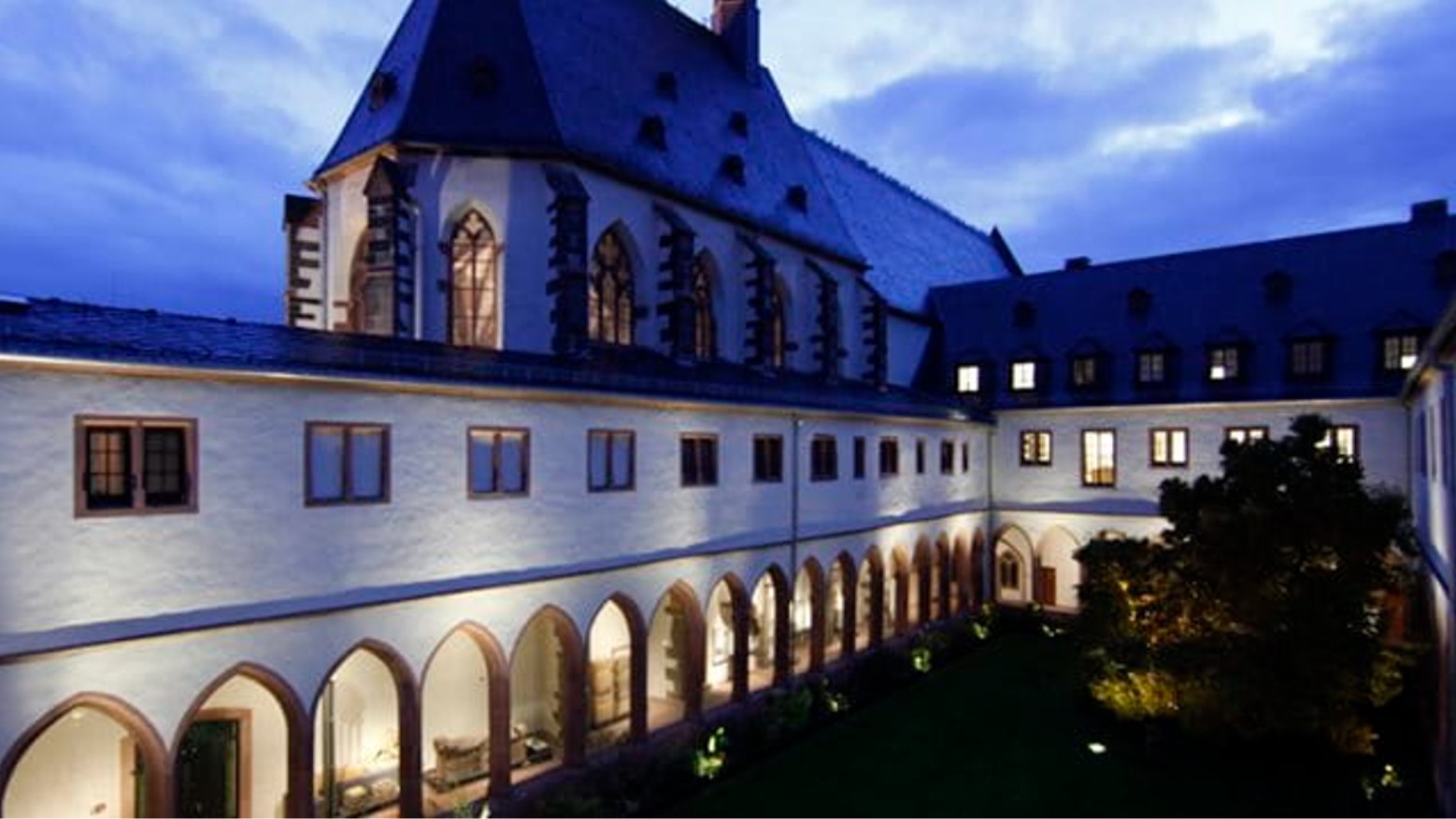 Exterior of the Archaeological Museum Frankfurt, Germany, at sundown