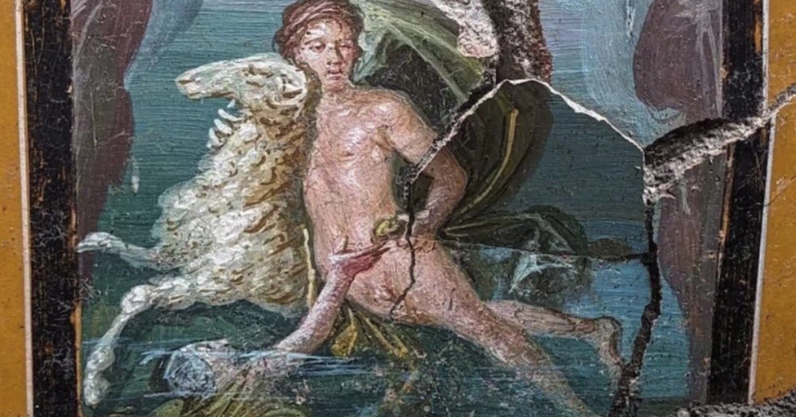 Photograph of the painting of Helle, Phrixus, and the Ram found in the House of Leda in Pompeii