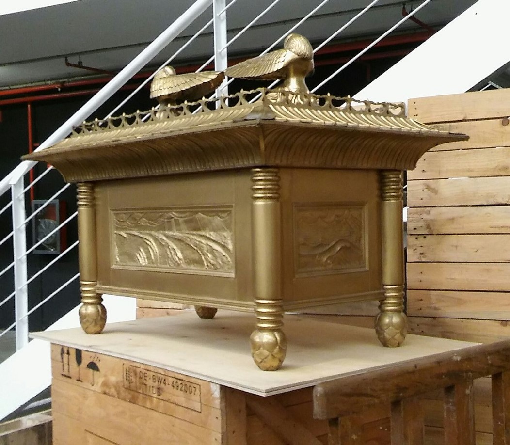 An image of a replica of the Ark of the Covenant used in Indiana Jones