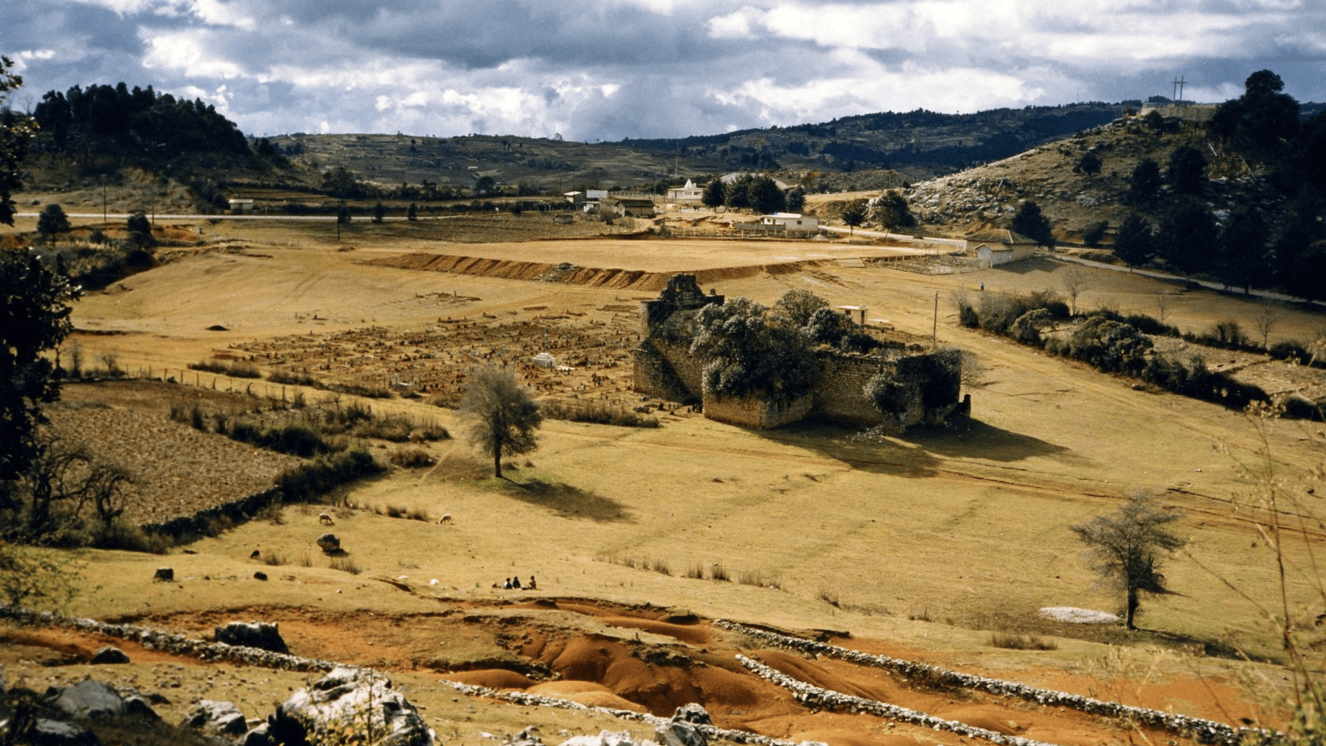 The grounds of a cemetery in Oaxaca, Mexico.
