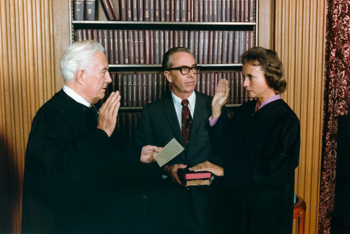 Sandra Day O’Connor being sworn in to the Supreme Court, 1981