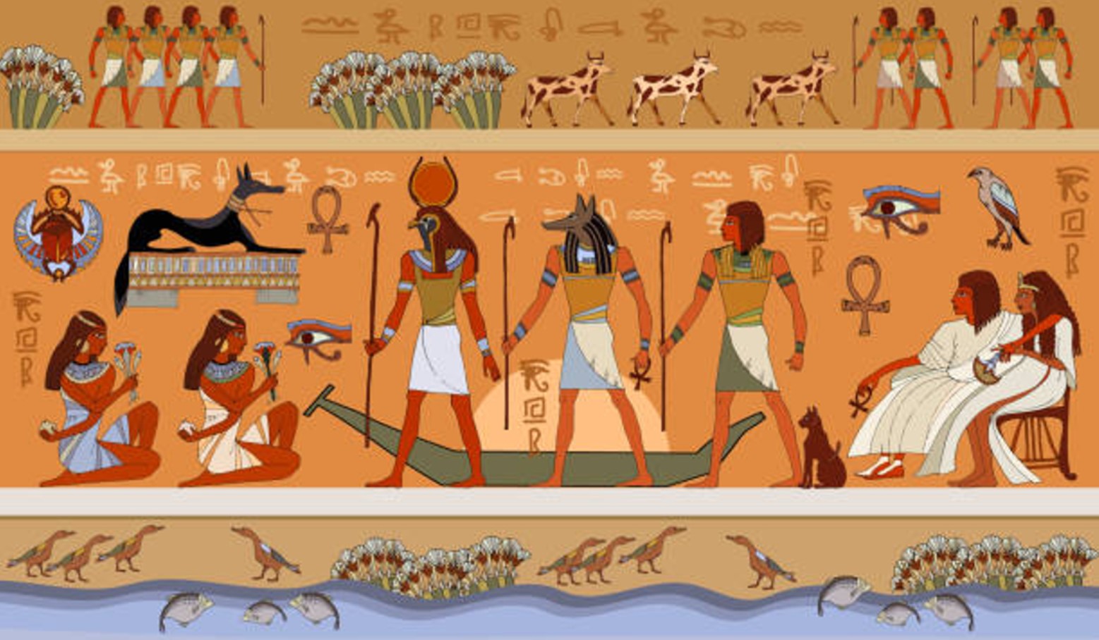 Illustration of the beautiful murals of Ancient Egypt
