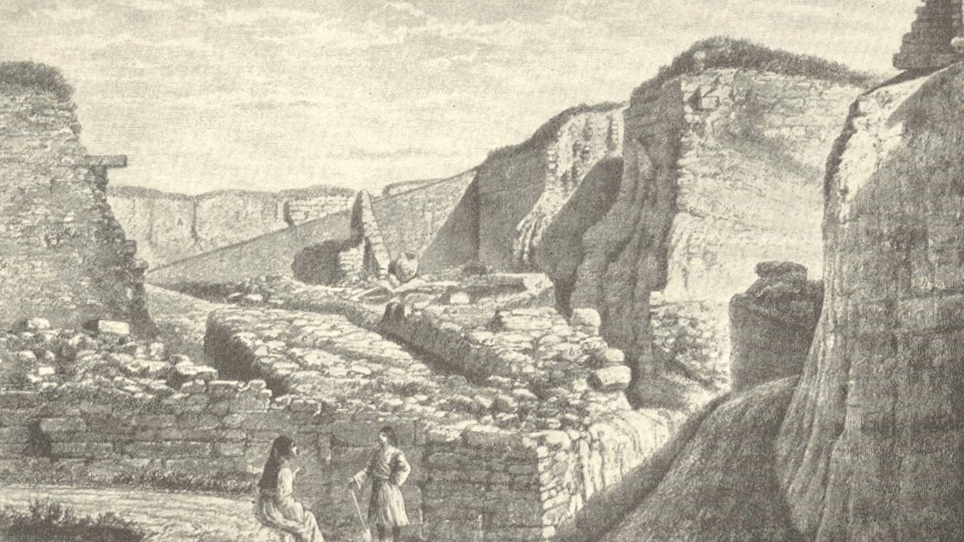 A drawing of Schliemann’s excavation of Troy.