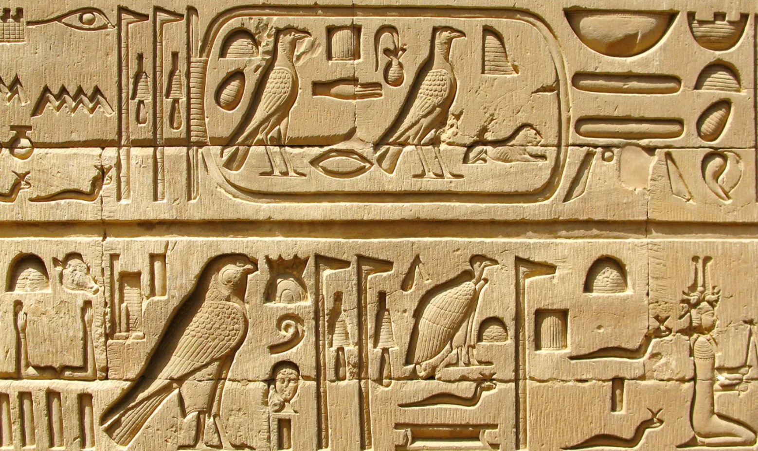 Hieroglyphs on the Temple of Kom Ombo, Egypt