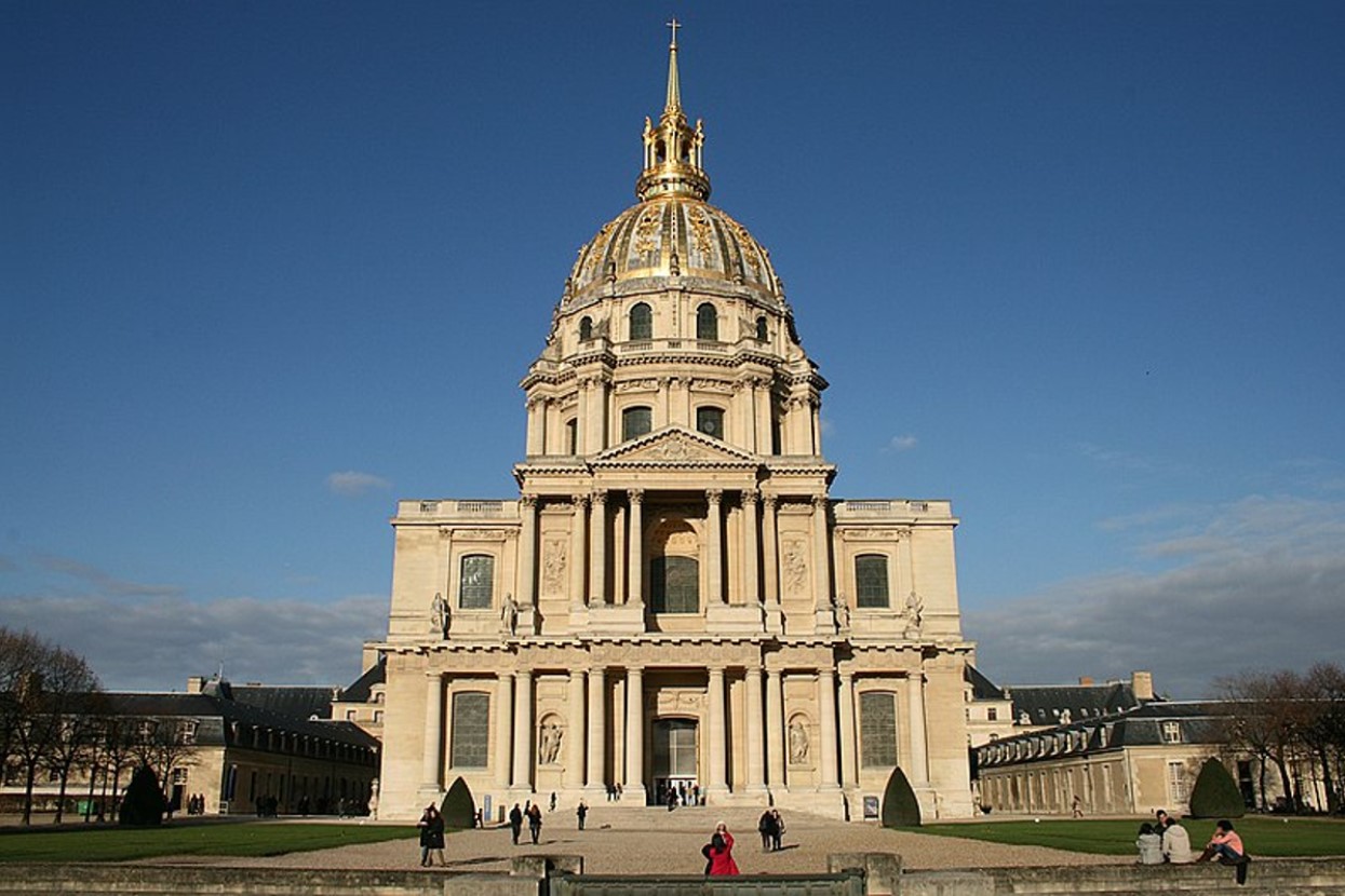 Exterior of the Cathedral of Saint Louis of the Invalides in Paris, France