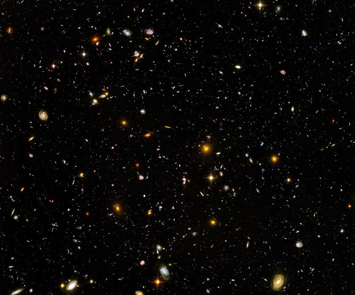 An image taken of the universe by the Hubble Ultra-Deep Field telescope