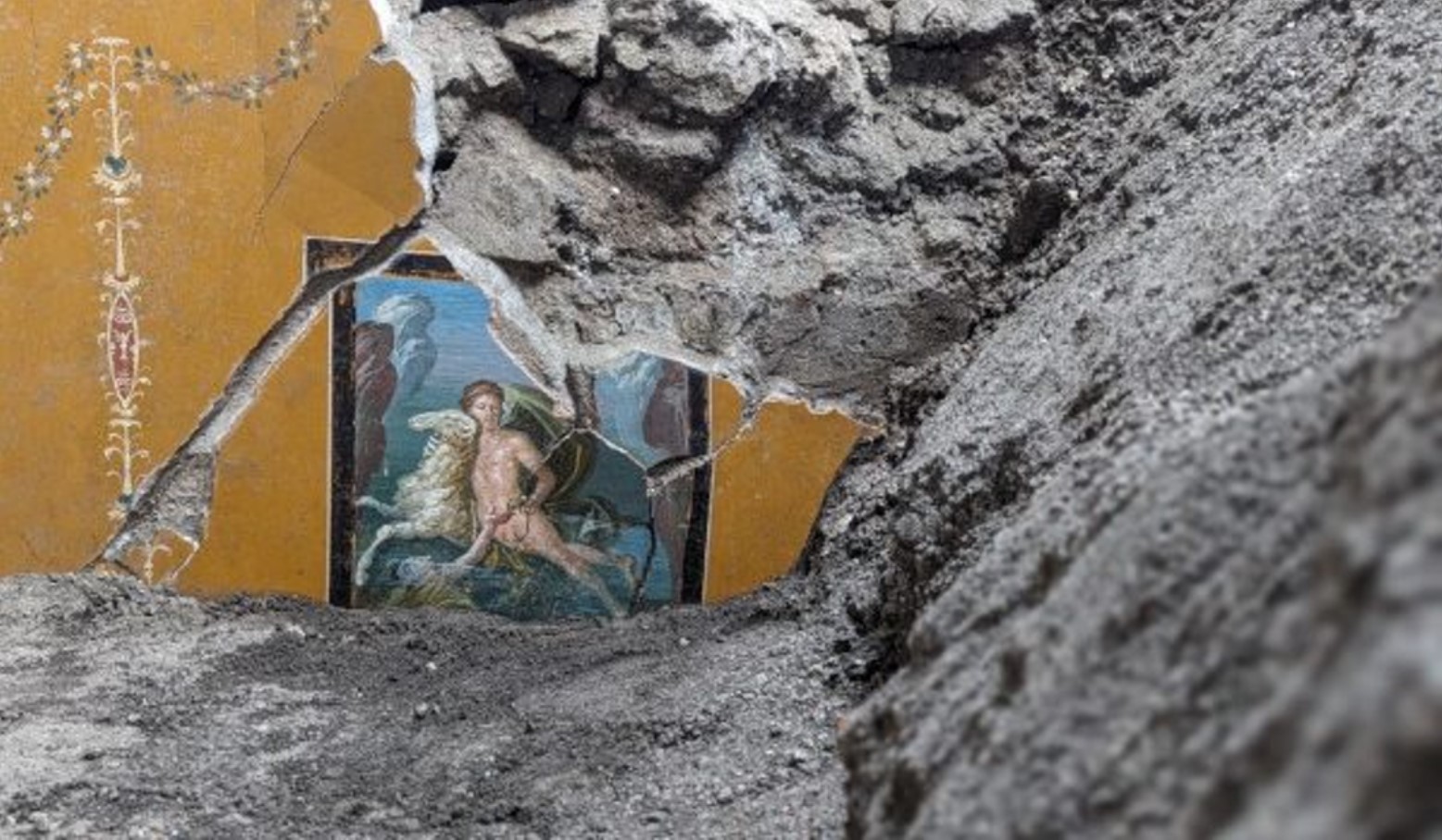 Photograph of the painting of Helle, Phrixus, and the Ram found in the House of Leda in Pompeii