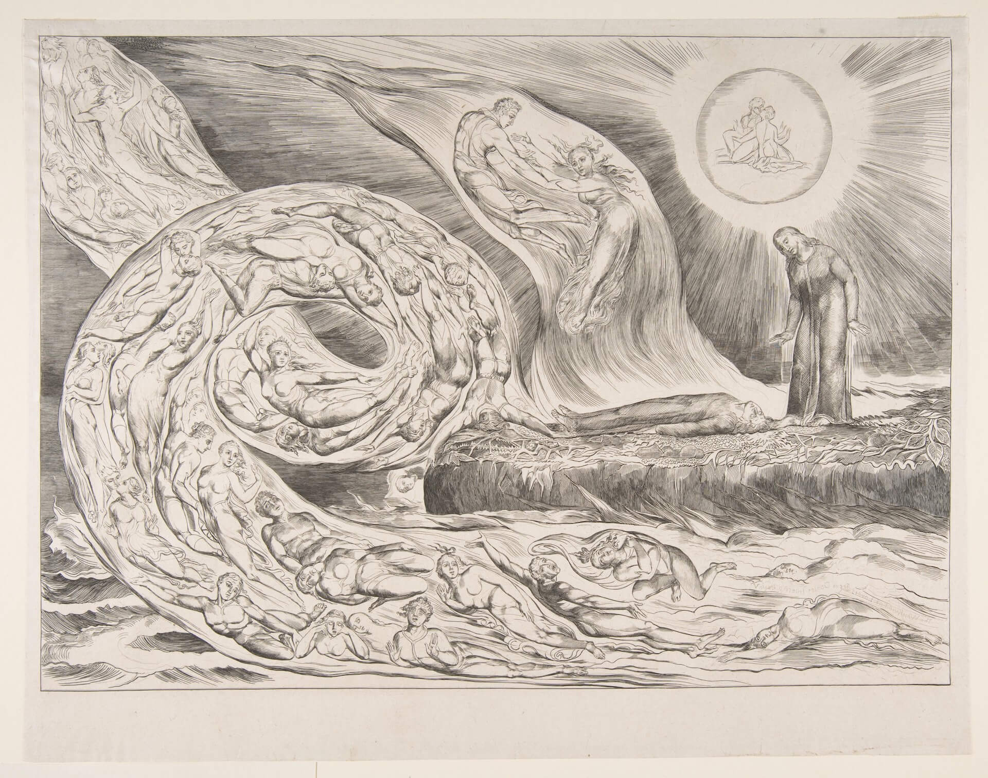 A drawing of one of the circles of Hell from the descriptions in Dante's Inferno