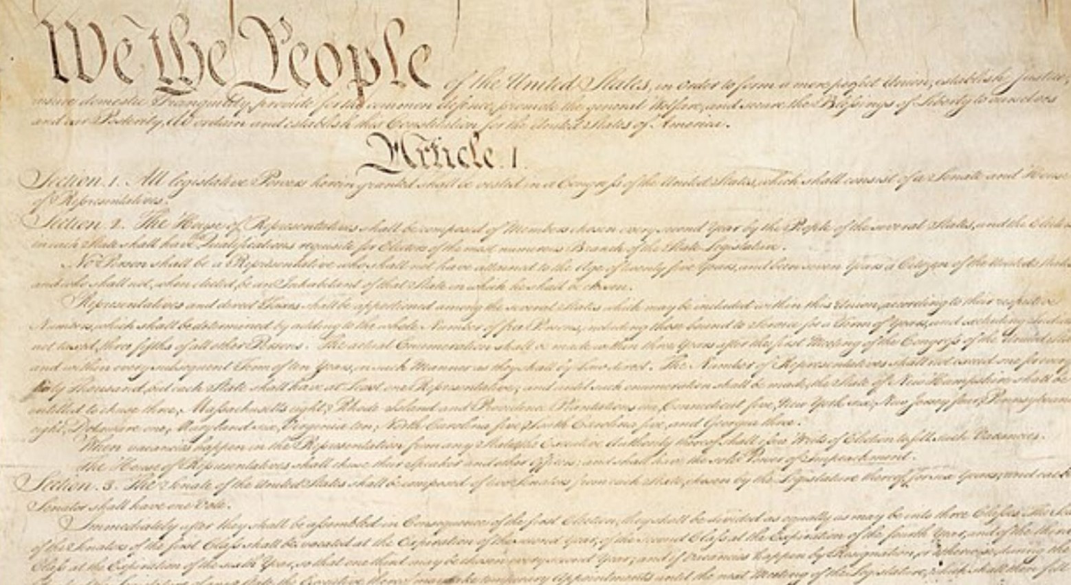 The first page of the US Constitution.