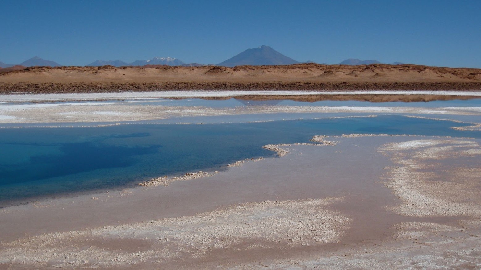 An example of a lagoon and salt seen in the Puna de Atacama region of Argentina.