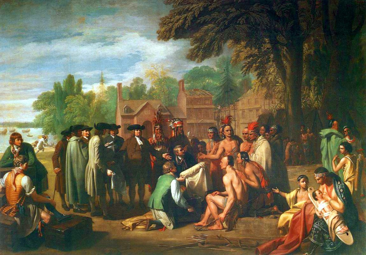 An image of Treaty of Penn with Native Americans by Benjamin West.