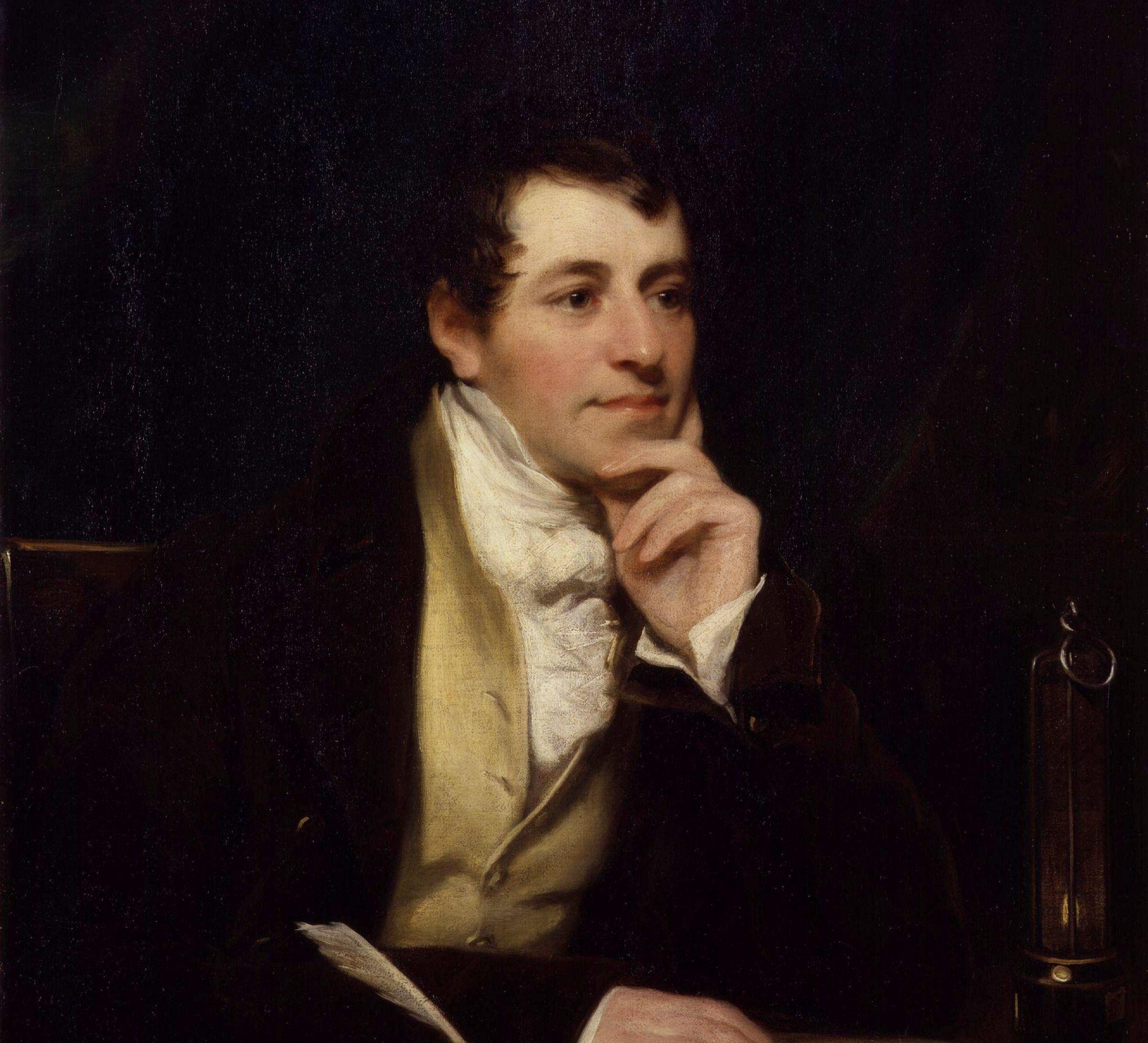 Painting of Humphry Davy dressed in a dark coat