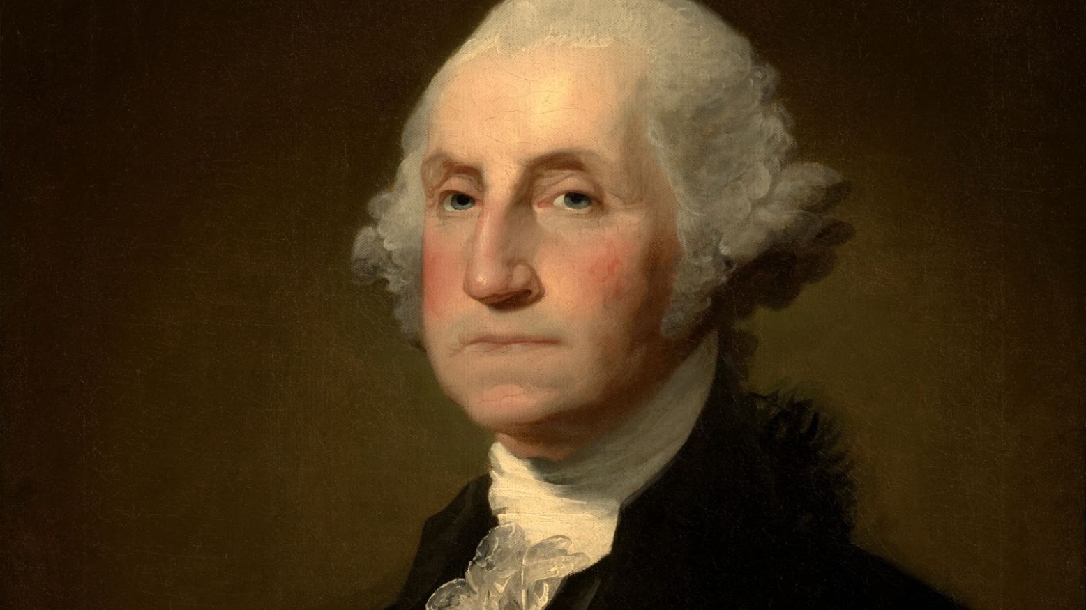 A portrait painting of George Washington by Gilbert Stuart.