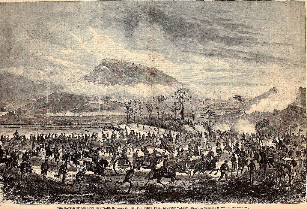 A painting depicting the Battle of Lookout Mountain