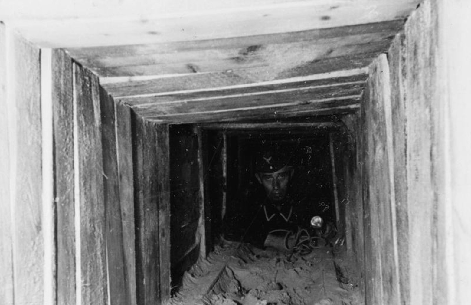 British prisoner of war digging one of the three tunnels of the Great Escape in 1943
